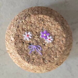 Brand New Hand Crafted Magnet Created from Champagne Cork Featuring Flowers